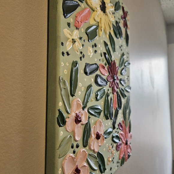 Textured hand made floral painting - Picture 5 of 10